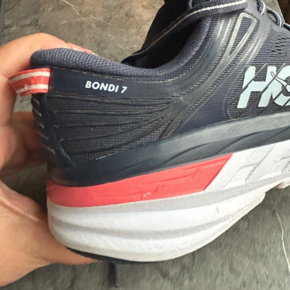 Hoka One One Bondi 7 Womens 6.5 Navy Blue Running Shoes 1110519 BIBBL